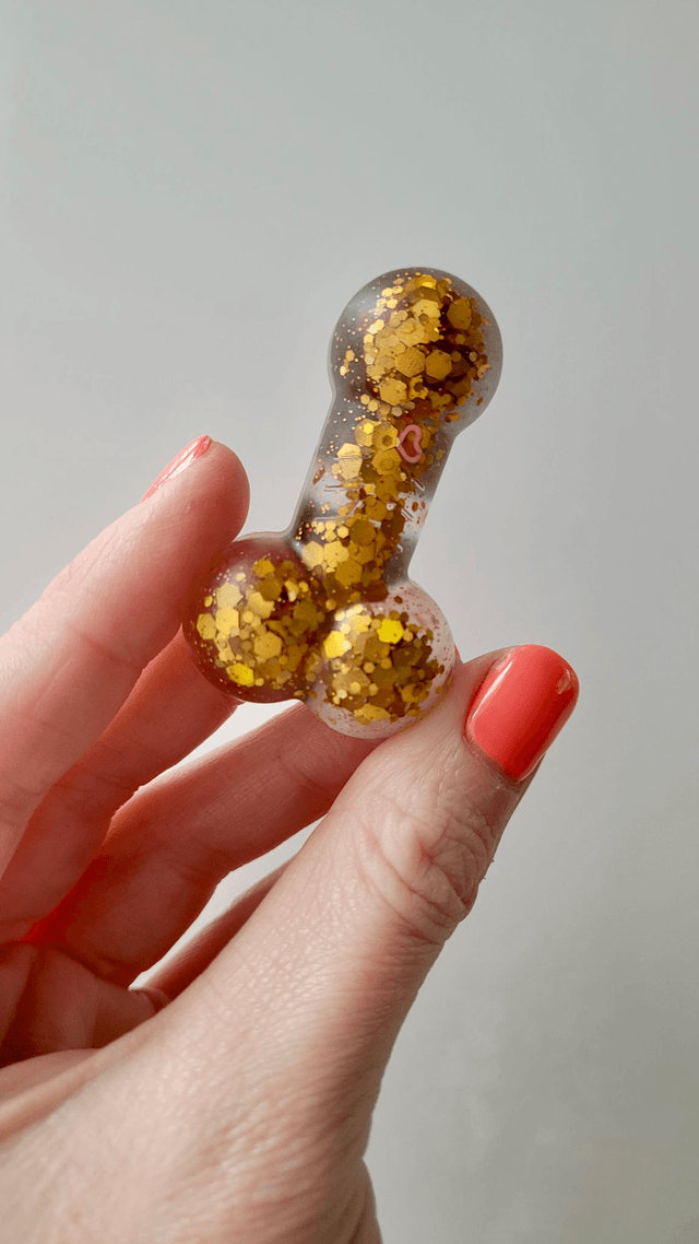Gold Glitter Penis Magnets
