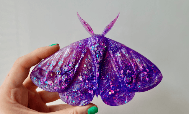 Moth Wall Hanging – Purple Glitter