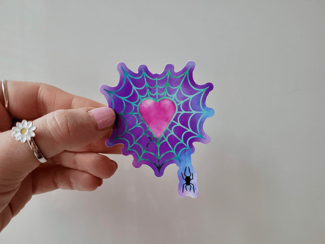 Heart Web & Spider Vinyl Sticker