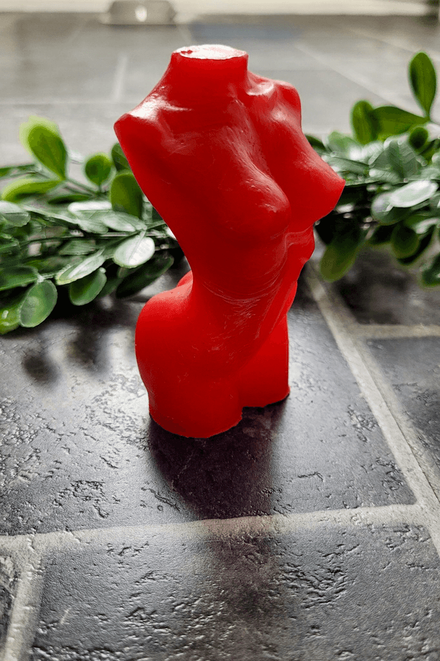 Female Body Ornament - Red & White Swirl