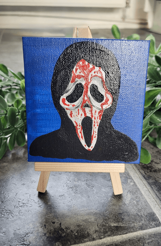 Original Mini Canvas Painting – Bloody Ghostface - Scream Movie