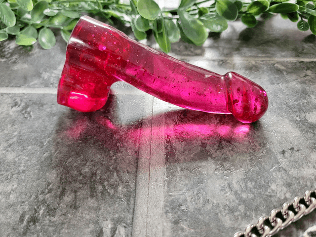 Penis Ornament - Dark Pink/Red Glitter - 12cm