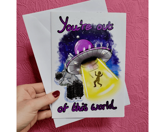 UFO “You’re Out of This World” A5 Greetings Card