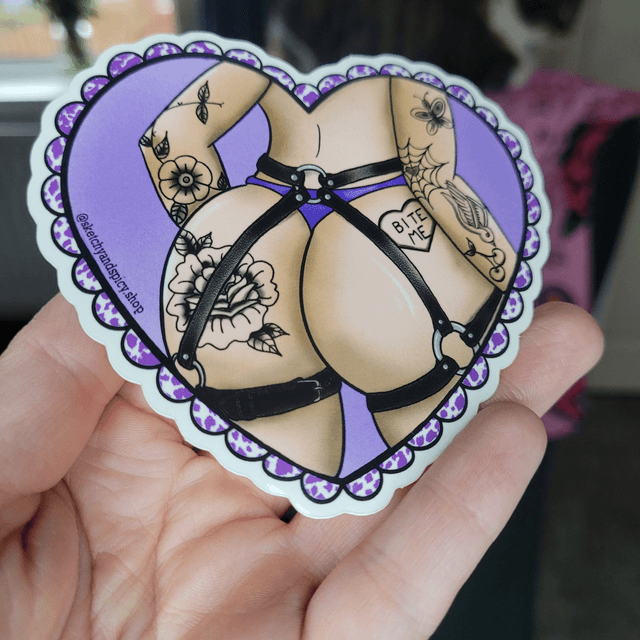Bite Me Heart Butt Vinyl Bum Sticker