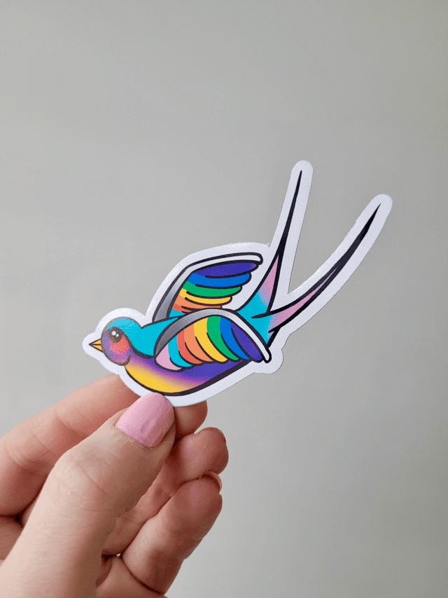 Progress Pride Swallow Vinyl Sticker