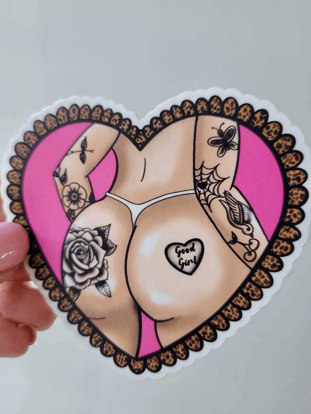 Good Girl Bum Tattoo Heart - Butt Vinyl Sticker
