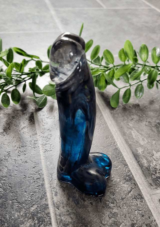 Penis Ornament -Black & Blue Swirl - Medium 14.5cm
