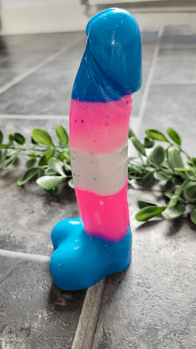 Penis Ornament -Bright Pink, Blue, White. Trans Flag - Large - 17cm