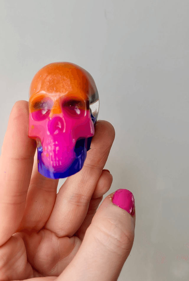 Skull Ornament - Medium - Multicoloured Rainbow Skull
