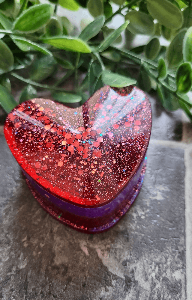 Heart Pot Trinket Tray – Red and Purple Glitter Heart Shaped Box