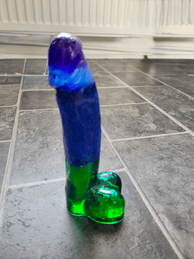 Penis Ornament -Blue and Green Glitter Split - Large - 17cm