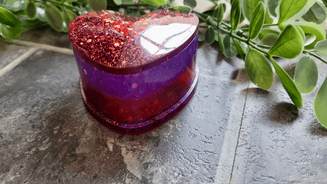 Heart Pot Trinket Tray – Red and Purple Glitter Heart Shaped Box