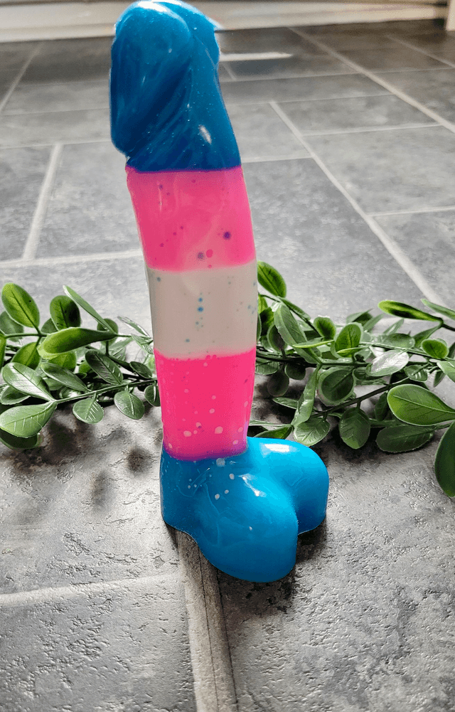 Penis Ornament -Bright Pink, Blue, White. Trans Flag - Large - 17cm