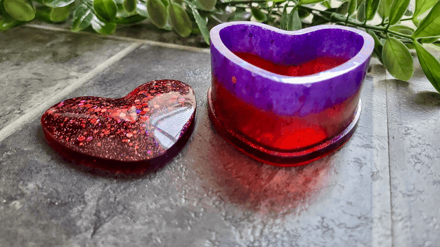 Heart Pot Trinket Tray – Red and Purple Glitter Heart Shaped Box