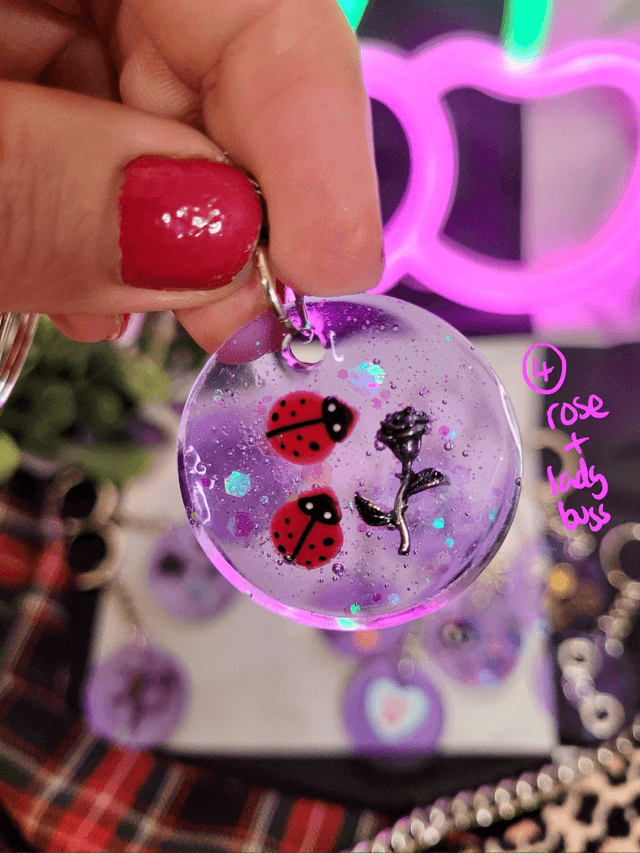 Purple Circle Keyrings - Various Keychains