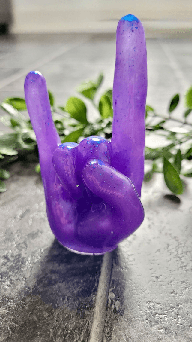 Rock On Hand Ornament – Purple & Blue Glitter