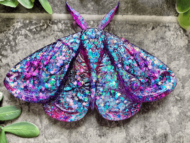 Moth Wall Hanging – Purple & Pink Chunky Glitter