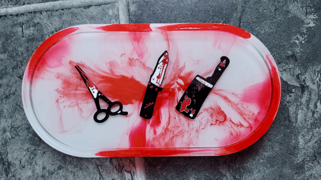 Trinket Tray - Blood Swirl & Knives Horror Trinket Tray