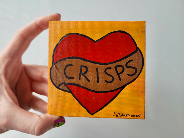Original Mini Canvas Painting - Heart ‘CRISPS’