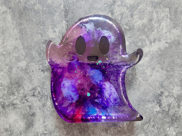 Ghost Ornament - Purple, Pink & Blue Swirl with Sparkles 