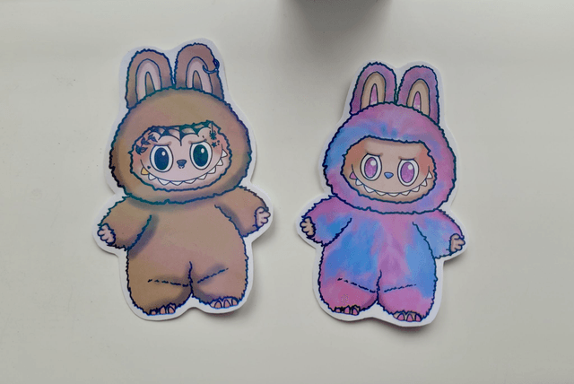 Labubu Sticker - Labubu Inspired Monster – Alt Fan Art Vinyl, Holographic Finish