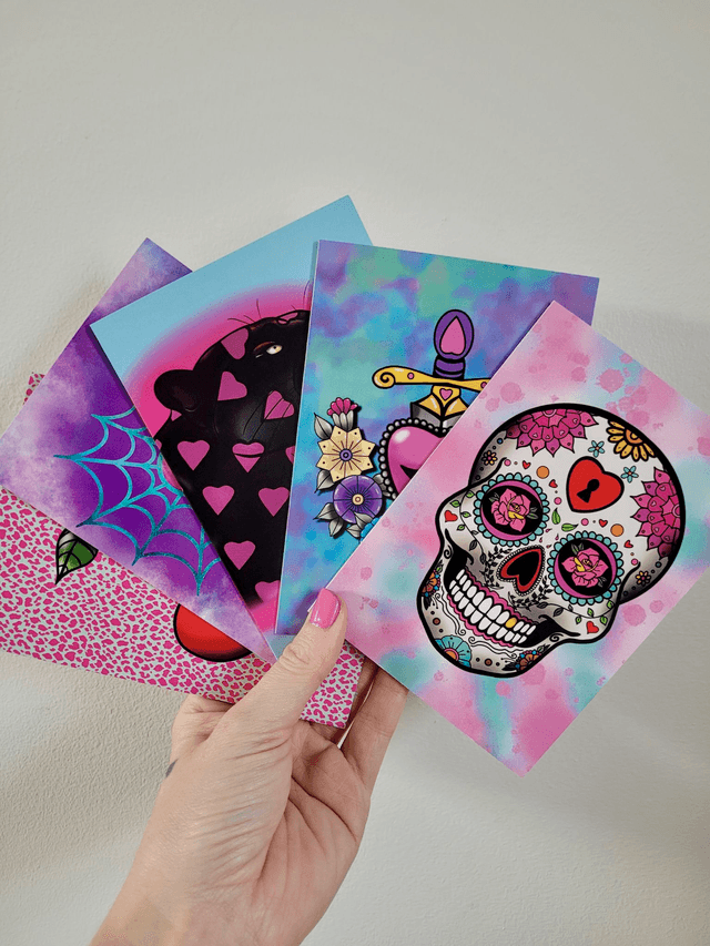 Tattoo Inspired A6 Greeting Cards