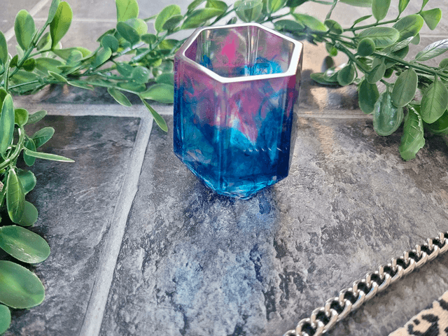 Pencil Pot – Bold Blue & Magenta Swirl