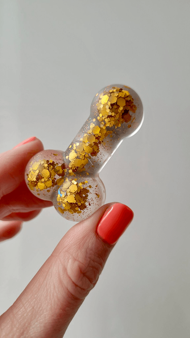 Gold Glitter Penis Magnets