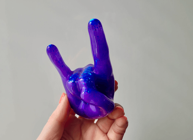 Rock On Hand Ornament – Purple & Blue Glitter