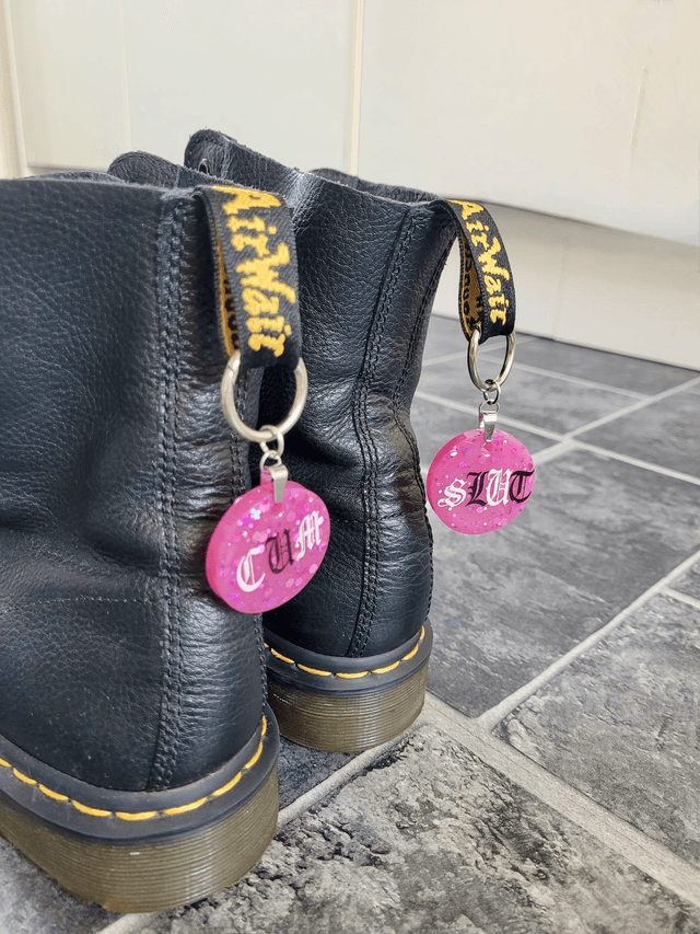 Boot Charms - CUM SLUT Pink Glitter NSFW Boot Charms Pair