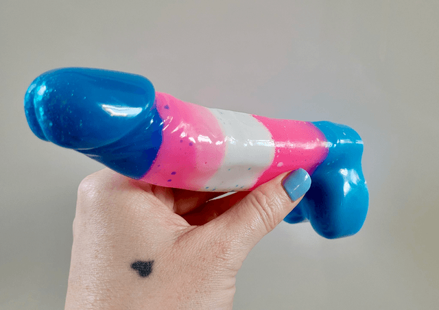 Penis Ornament -Bright Pink, Blue, White. Trans Flag - Large - 17cm