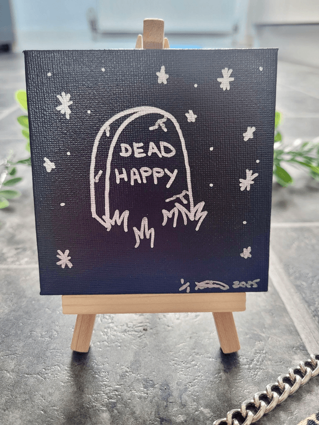 Original Mini Canvas Painting – Dead Happy Grave