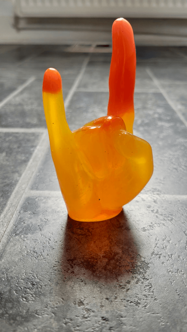 Rock On Hand Ornament – Orange Yellow Ombré Glitter
