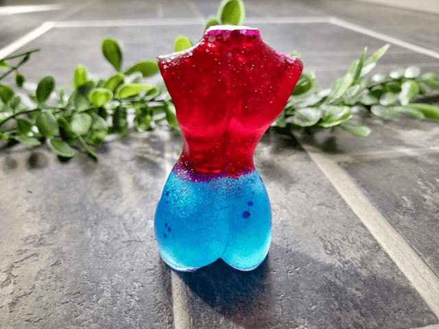 Female Body Ornament - Blue & Red Glitter