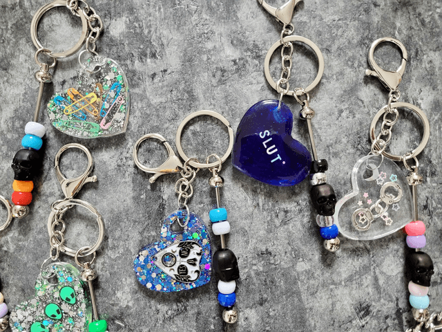 Beaded Heart Keyrings - Various Keychains