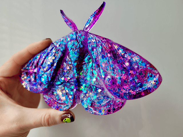 Moth Wall Hanging – Purple & Pink Chunky Glitter