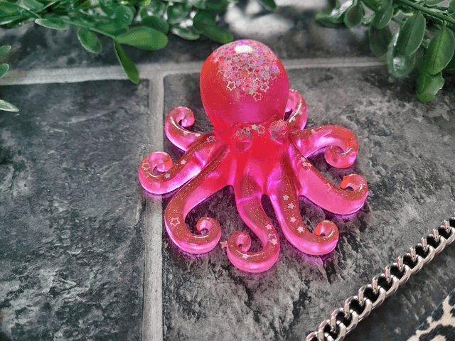 Octopus Ornament - Pink Glitter