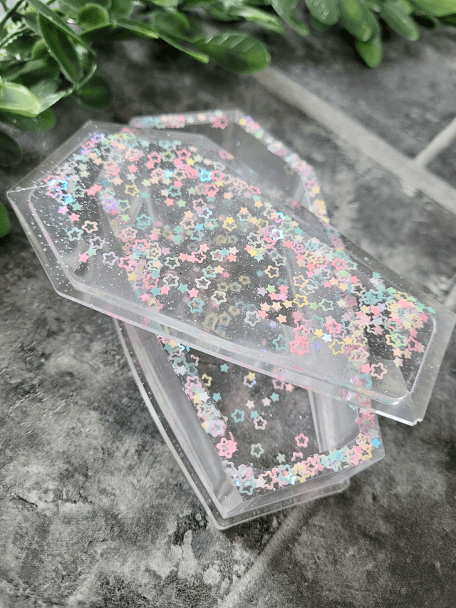 Coffin Trinket Box - Glitter Pastel Stars