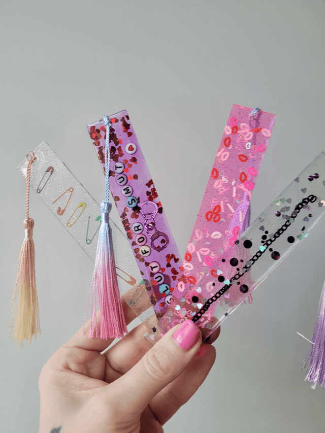 Safety Pins Glitter Bookmark