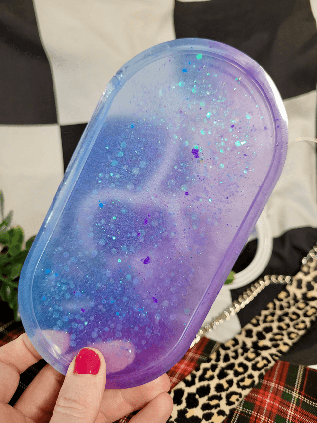 Trinket Tray - Purple & Blue Ombre Glitter