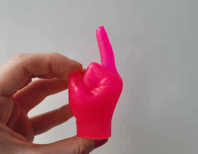 Middle Finger Hand Ornament – Bright Pink Glitter 