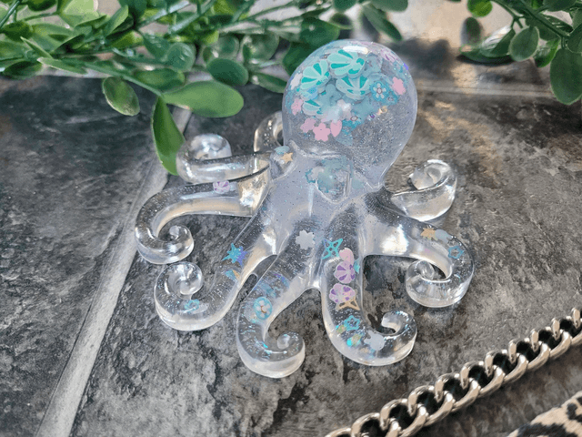 Octopus Ornament - Clear & Floral Fantasy 