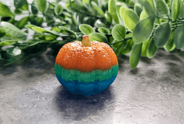 Orange, Blue and Green Glitter Striped Pumpkin - Medium