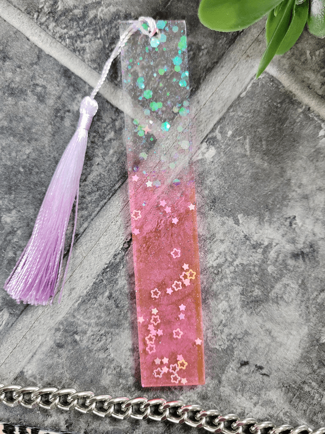 Pink & Clear Ombre Glitter Star Bookmark