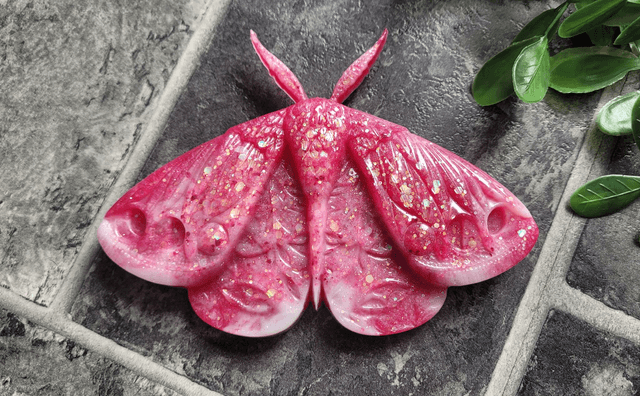 Moth Wall Hanging - Pink & White Glitter