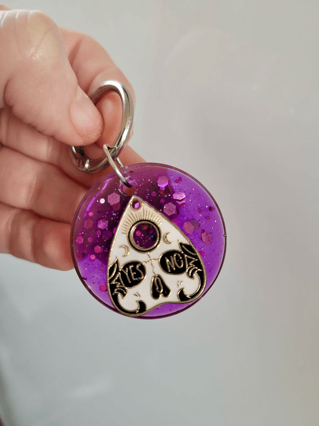 Boot Charms - Ouija Planchette Purple Glitter YES/NO Boot Clips