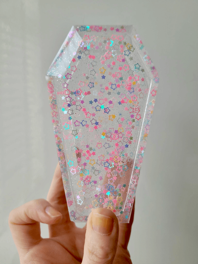 Coffin Trinket Box - Glitter Pastel Stars
