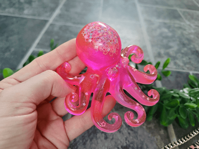 Octopus Ornament - Pink Glitter