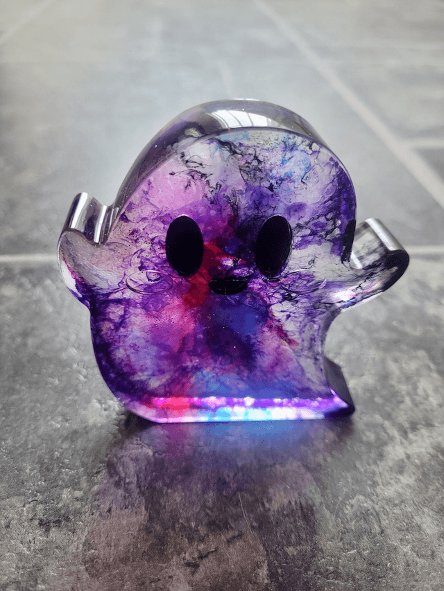 Ghost Ornament - Purple, Pink & Blue Swirl with Sparkles 