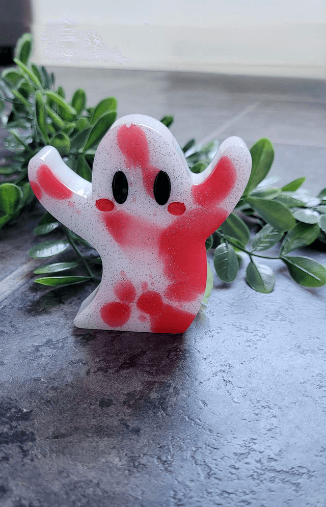 Ghost Ornament - Red and White Glitter | Blood Swirl Effect